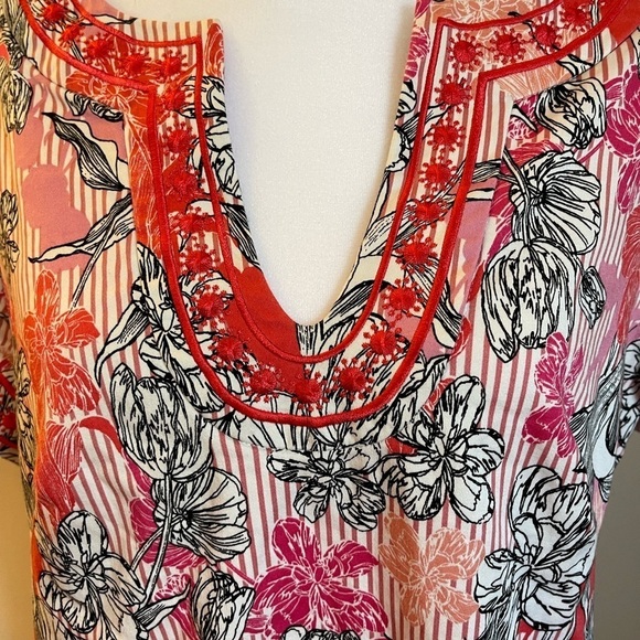 Pappogallo Dress Size 10 Embroidery around neck sleeves V Neck Fully Lin… - Picture 2 of 12